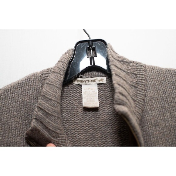 Horny Toad gray womens full zip cardigan sweater lambswool cottage gorp casual L - Picture 4 of 6